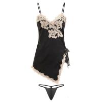 SUNTEK少女宫廷刺绣蕾丝睡衣吊带裙侧开叉性感情调睡裙显瘦诱惑情趣夏天