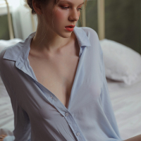 SUNTEK男友风 性感长袖衬衫睡衣女春夏薄款大码睡裙宽松可外穿家居服