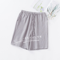 SUNTEK水洗棉男睡裤短裤子居家夏天薄款休闲宽松透气棉纱绉布五分裤