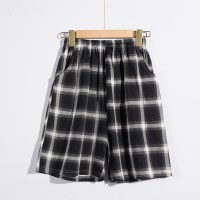 SUNTEK睡裤男士夏季薄款宽松棉休闲格子大码女士短睡裤沙滩裤衩家居服