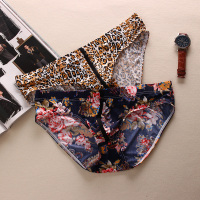 SUNTEK2条装 冰丝男士内裤 夏款丝滑锦纶低腰性感内裤 修身豹纹男三角裤