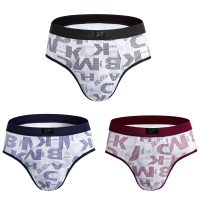 SUNTEK3条装青年莫代尔男士内裤中年中腰三角裤头棉透气男三角裤