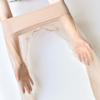 SUNTEK触感顺滑无缝丝袜360脚尖透明超薄性感包芯丝连裤袜夏女 粉底肤(开档) 均码