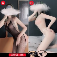 SUNTEK超薄透明连裤袜紧身镂空开档免脱渔网袜性感情趣网衣可斯丝袜 4号+8号送眼罩、T裤 均码