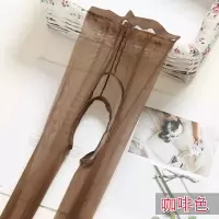 SUNTEK开裆丝袜一线裆0D超薄隐形开档免脱全脚尖透明透气性感肉色连裤袜 咖啡色 均码