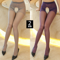 SUNTEK丝袜入体女性感白侣丝袜情趣手撕超薄可撕恋足空气丝袜女开档 2条装(灰+紫) 均码