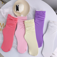 SUNTEK五彩袜子女糖果色薄款白色袜子女中筒袜ins潮丝袜夏天短春秋长筒 西瓜红+浅粉+米白+浅紫+纯白 均码
