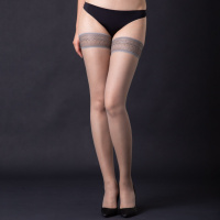 SUNTEK5D超薄透明脚尖织带蕾丝长筒袜性感隐形女丝袜诱惑黑色 月光灰MOONSTRUCK 均码(身高155-173)
