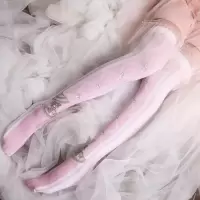 SUNTEK日系lolita长筒袜子樱花高筒袜过膝白色丝袜女学生可爱萝莉洛丽塔 双面兔子过膝袜 均码