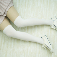 SUNTEK光腿拼接丝袜女防过膝假高筒小腿袜萝莉白色中短筒打底裤袜 白色假过膝袜 均码