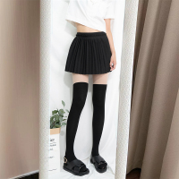 SUNTEK光腿拼接丝袜女防过膝假高筒小腿袜萝莉白色中短筒打底裤袜 白色假过膝袜+白色假过膝袜 均码