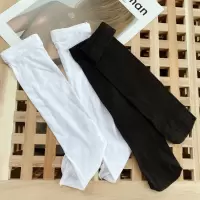 SUNTEK二双装网红ins半截丝袜女天鹅丝白色黑色中筒袜超薄日系堆堆袜潮 一双黑色一双白色装 均码