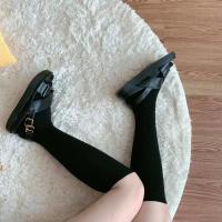 SUNTEK光腿拼接丝袜女防过膝假高筒小腿袜萝莉白色中短筒打底裤袜 黑色假中短筒+黑色假中短筒 均码