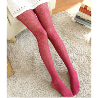 SUNTEK性感镂空蕾丝连裤袜显瘦复古日系白色丝袜超薄透明女Lolita袜子 酒红 均码