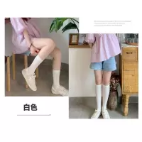 SUNTEK夏季日系jk制服长筒过膝 天白色半截小腿中筒袜原宿膝下丝袜 白色 长筒袜52cm