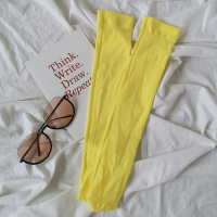 SUNTEK小腿袜女夏季薄款天长筒袜潮ins中筒袜白色及膝JK街头丝袜子 亮黄3双装 均码