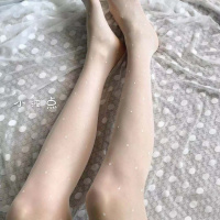 SUNTEK春夏晚晚智熏玫瑰蔷薇花朵日系复古蕾丝法式丝袜超仙白色连裤袜女 小波点(奶白) 均码