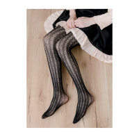 SUNTEK春秋夏洛丽塔连裤袜丝袜女镂空蕾丝lolita袜子日系白色网袜打底袜 竖条小花黑连裤袜 冲销量50件