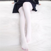 SUNTEK猫爪连裤袜女二次元日系洛丽塔软妹可爱脚印猫咪长筒过膝白色丝袜 樱花连裤袜袜底有猫爪 均码