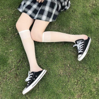 SUNTEK透明小腿袜白色袜子女JK夏天日系超薄黑色性感Lolita中筒半筒丝袜 高透白2双(精美包装袋装) 均码