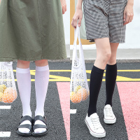 SUNTEK透明袜子女长筒袜ins潮夏季薄款白色丝袜小腿袜jk日系 微薄白色2双+黑色2双 4双均码(收藏宝贝优先发货)