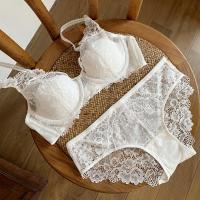 SUNTEK法式性感优雅全蕾丝薄款半杯文胸套装女舒适聚拢精美刺绣内衣少女