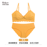 SUNTEK莎琪儿夏季法式文胸薄款无钢圈显胸小少女三角杯内衣内裤套装文胸套装
