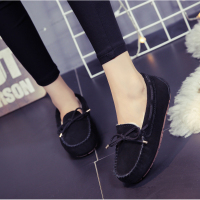 SUNTEK2022新款豆豆鞋女冬加绒韩版大码孕妇防滑妈妈一脚蹬平底棉鞋休闲鞋