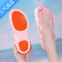 SUNTEK2023新款沙滩洞洞鞋女可下水厚底增高包头凉鞋拖鞋外穿软底果冻鞋