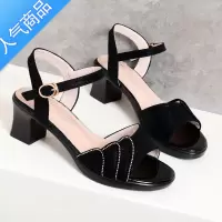 SUNTEK妈妈凉鞋夏季时尚洋气40岁50粗跟中跟2023新款鞋中年女中老年女鞋