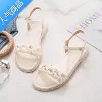 SUNTEK温柔仙女风罗马软底凉鞋女夏季2023新款百搭不累脚学生白色平底鞋