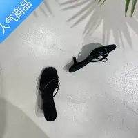 SUNTEK法式凉鞋女2023夏季新款细跟蝴蝶结细带露趾小猫跟绒面气质凉拖女