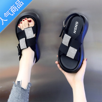 SUNTEK凉鞋女2023年新款夏季厚底水钻休闲露趾沙滩鞋软底防滑大码41