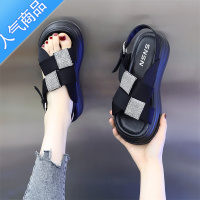 SUNTEK厚底凉鞋女2023防滑松糕软底休闲罗马凉鞋后绊带沙滩鞋大码41-43