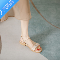 SUNTEK凉鞋女平底2023年配裙沙滩拖鞋外穿温柔百搭两穿仙女风时尚罗马鞋