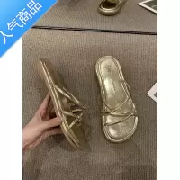 SUNTEK法式小凉拖外穿女鞋2023年春夏新款软底细带仙女风配裙子银色凉鞋