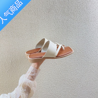 SUNTEK极简百搭~韩系复古一字外穿拖鞋女夏季外穿夹趾ins潮时尚软底凉鞋