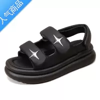 SUNTEK网红厚底凉鞋女2023年夏季新款外穿软底增高魔术贴罗马运动沙滩鞋