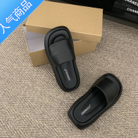 SUNTEK法式外穿拖鞋女2023年夏季百搭韩版一字带厚底增高港风复古凉鞋