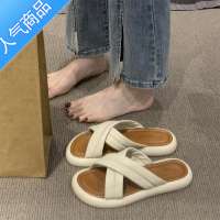 SUNTEK仙女风凉拖鞋外穿女鞋2023年春夏新款厚底法式配裙子露趾一字凉鞋