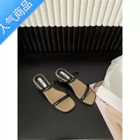 SUNTEK粗跟复古一字拖鞋女鞋子外穿2023年新款夏季简约法式晚风凉拖凉鞋