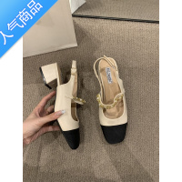 SUNTEK小香风包头凉鞋女鞋子2023年春夏新款法式小众配裙子粗跟浅口单鞋