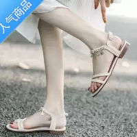 SUNTEK2023夏季新款百搭法式平底仙女风软底时尚小凉鞋罗马一字带凉鞋女