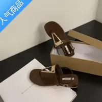 SUNTEK夹脚凉鞋女夏季2023年新款韩版法式晚风温柔仙女气质平底时装鞋子