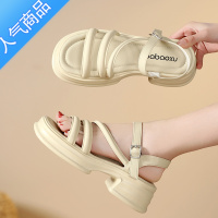 SUNTEK法式罗马凉鞋女士夏2023年新款气质绑带仙女风中跟配裙软底沙滩鞋