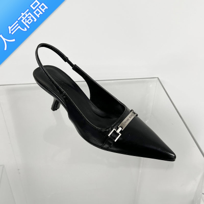 SUNTEK2023年早春小众设计感浅口中跟凉鞋女猫跟尖头高跟鞋细跟包头单鞋
