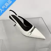 SUNTEK2023年早春小众设计感浅口中跟凉鞋女猫跟尖头高跟鞋细跟包头单鞋