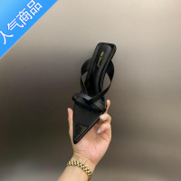 SUNTEK美到哭!设计感尖头高跟时装鞋女夏新款一字露趾凉拖鞋女细跟凉鞋