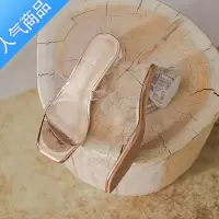 SUNTEK透明凉鞋女2023夏季新款中跟粗跟水晶跟鞋仙女风一字带时装凉拖鞋