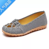 SUNTEK2019新款老北京布鞋女鞋单镂空夏季妈妈鞋中老年人一脚蹬凉鞋软底